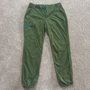 REI Olive Cargo Pants with Blue Accent